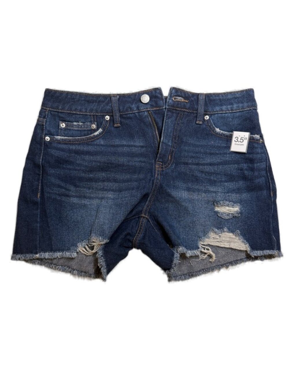 Time and Tru Dark Blue Distressed Denim Cutoff Shorts